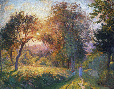 Ragazza nella foresta al tramonto - Henri Lebasque