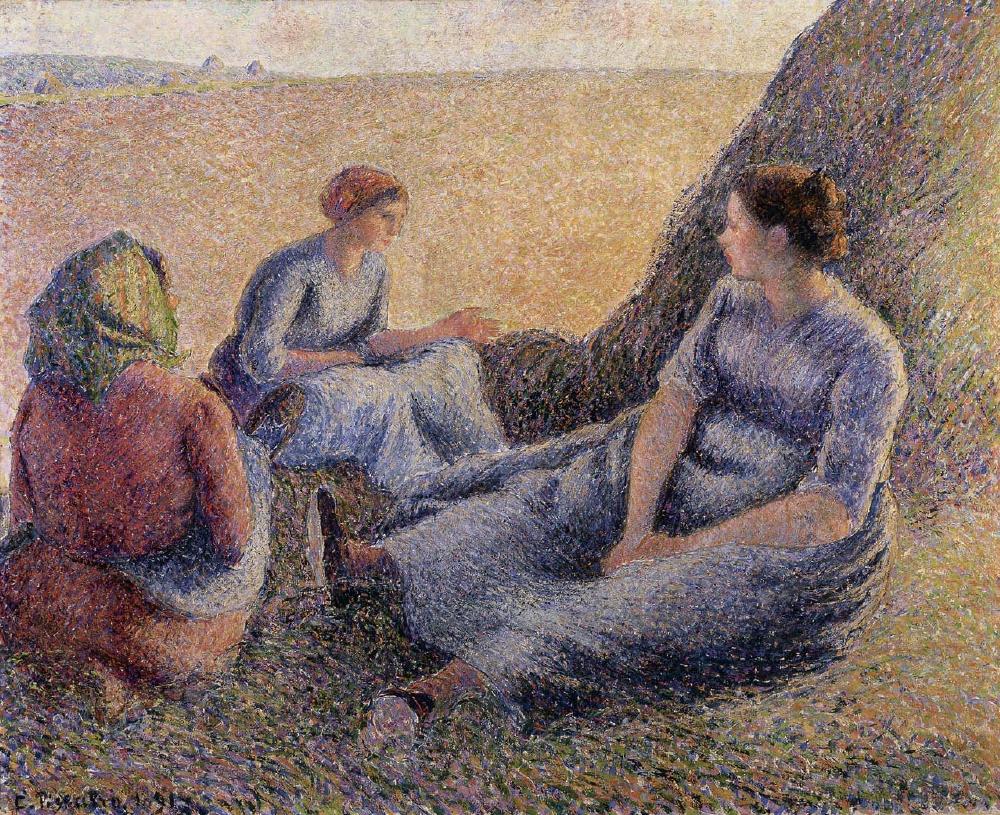 Reproduction du tableau « Faneuses au repos - Camille Pissarro » par Alpha Reproduction en peinture à l’huile