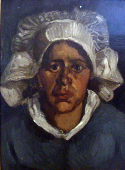 Reproduction du tableau « Tête de paysanne au bonnet blanc - Vincent van Gogh » par Alpha Reproduction en peinture à l’huile