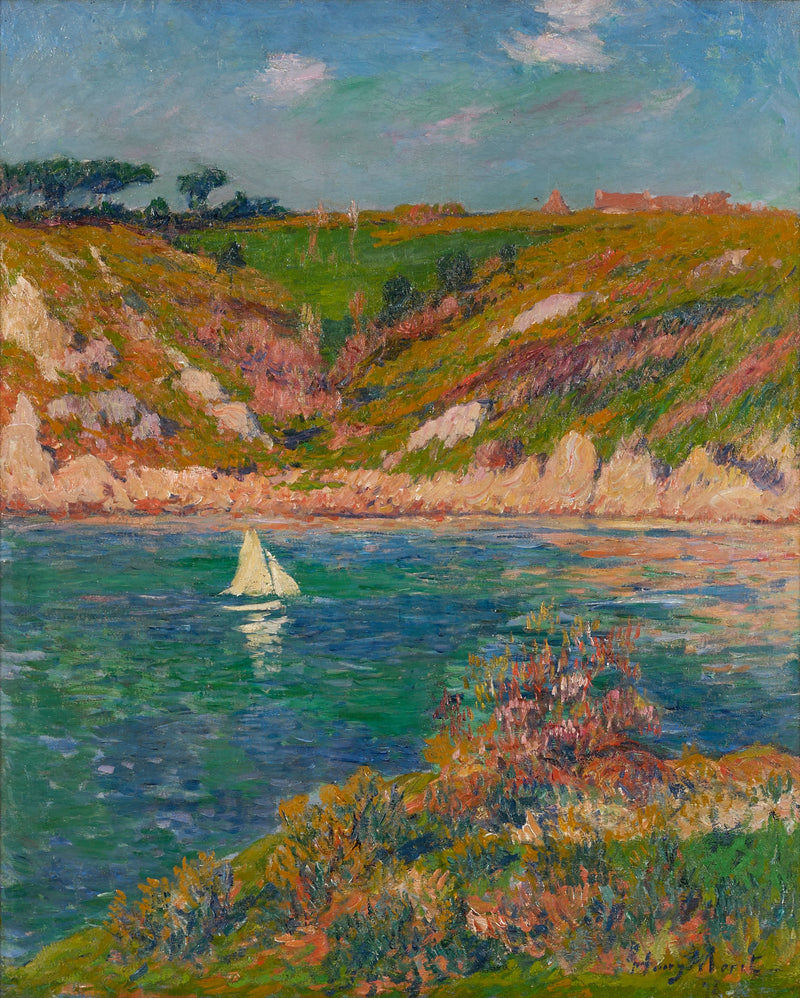 Paesaggio di Doëlan con vela bianca - Henry Moret