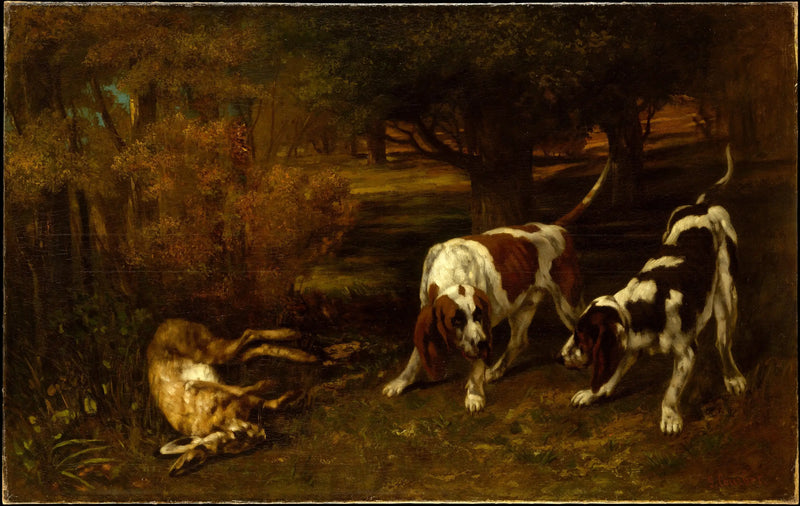 Cani da caccia e lepre morta - Gustave Courbet