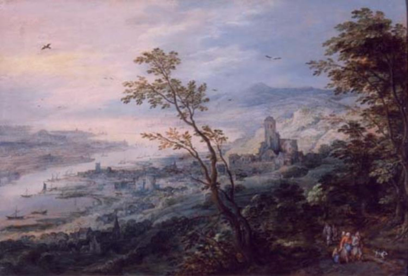 Paysage panoramique avec une ville en bord de mer - Jan Brueghel l'Ancien