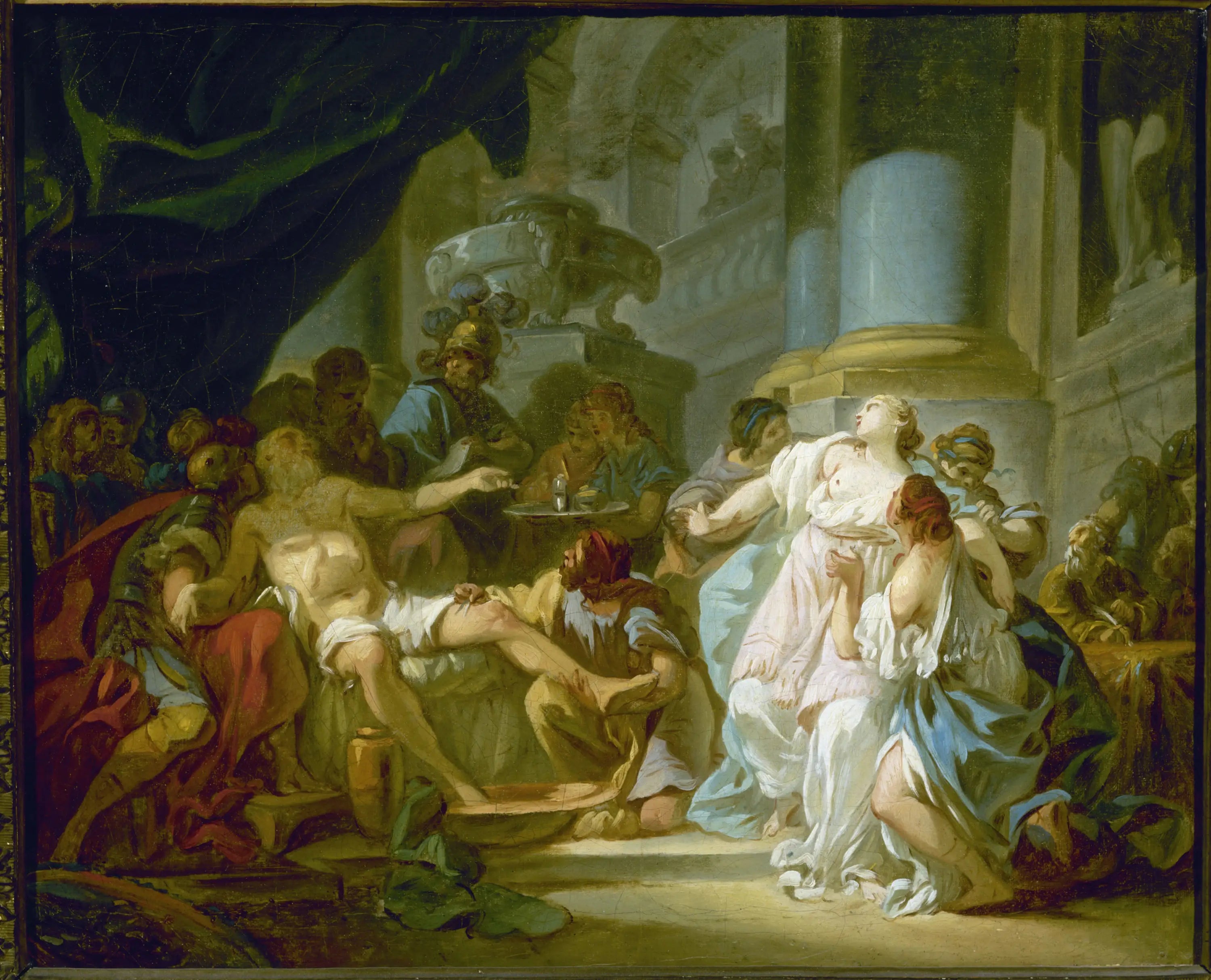 Reproduction du tableau « La Mort de Sénèque - Jacques-Louis David » par Alpha Reproduction en peinture à l’huile