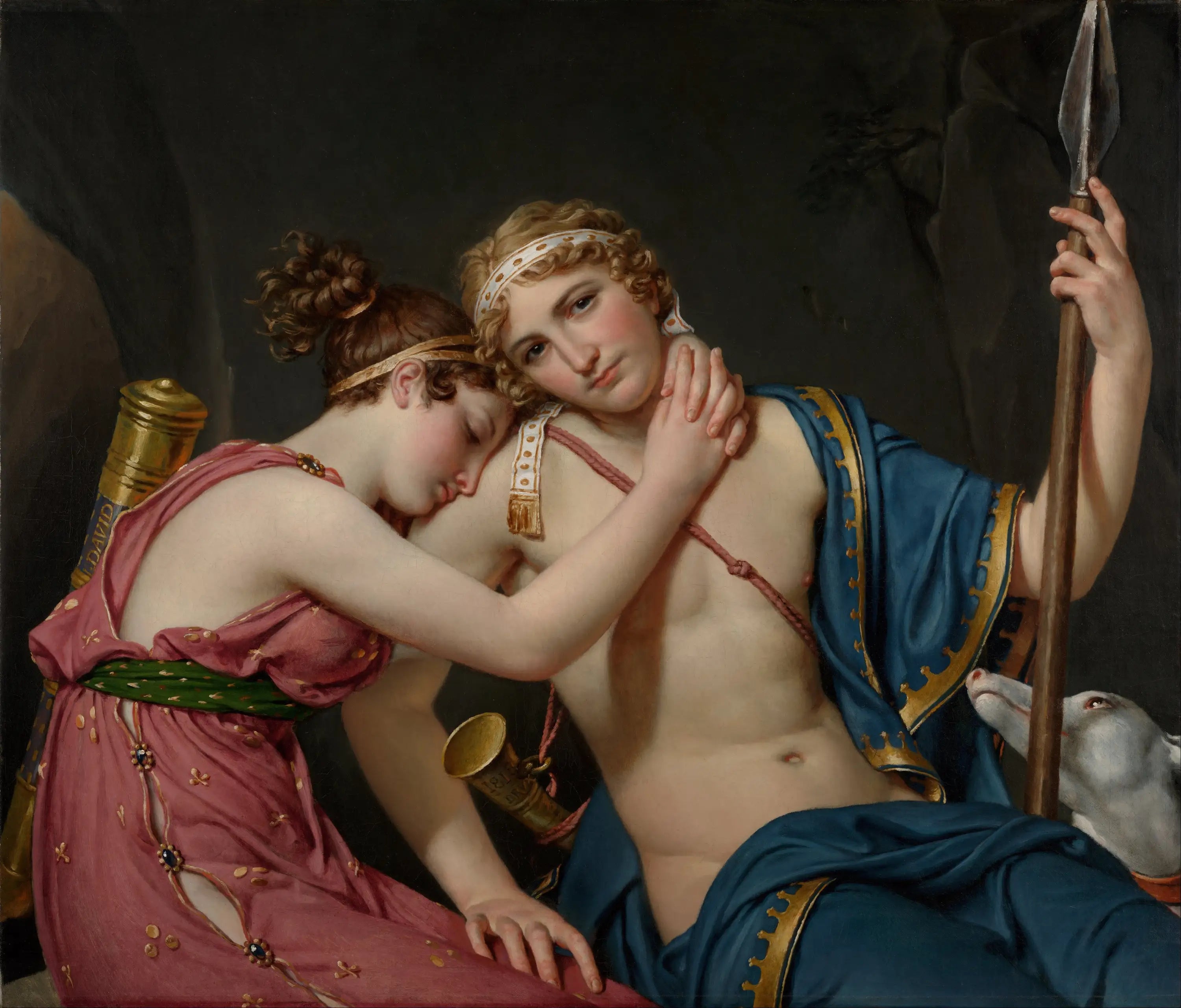 Reproduction du tableau « Les Adieux de Télémaque et d'Eucharis - Jacques-Louis David » par Alpha Reproduction en peinture à l’huile