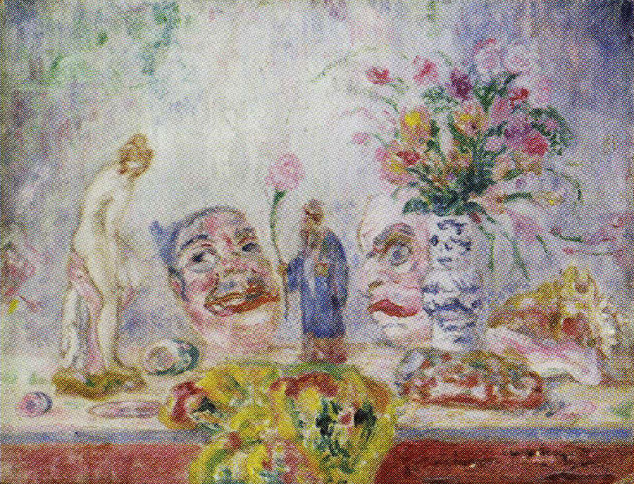Vase, Statuette, Masks and Seashells - James Ensor