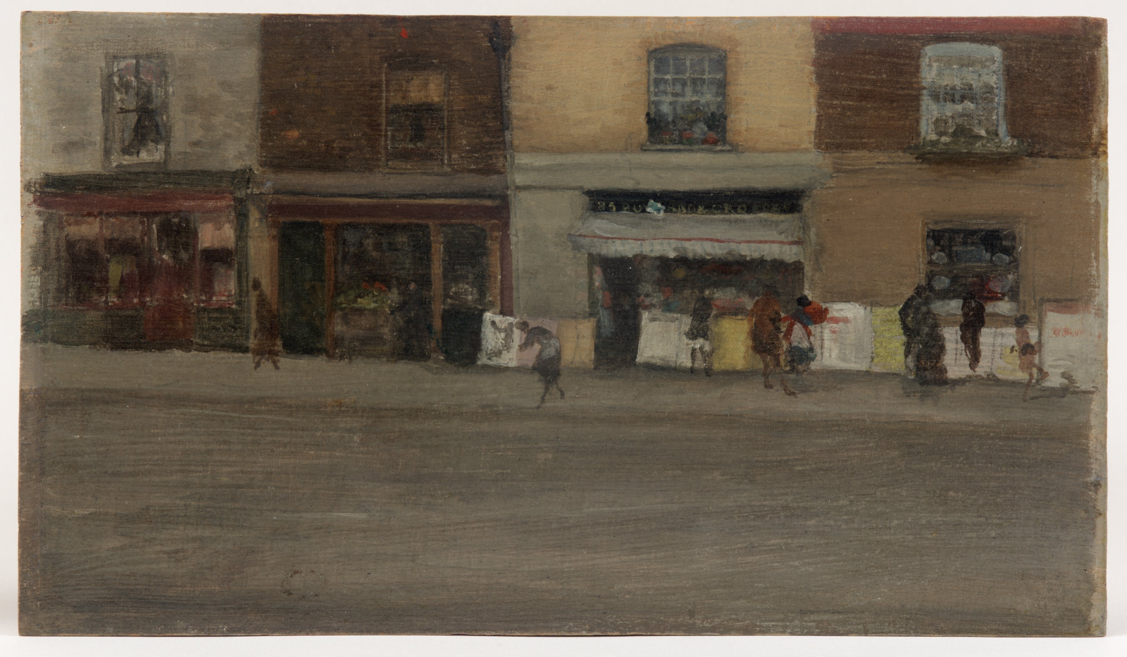 Reproduction du tableau « Boutiques de Chelsea - James Abbott McNeill Whistler » par Alpha Reproduction en peinture à l’huile