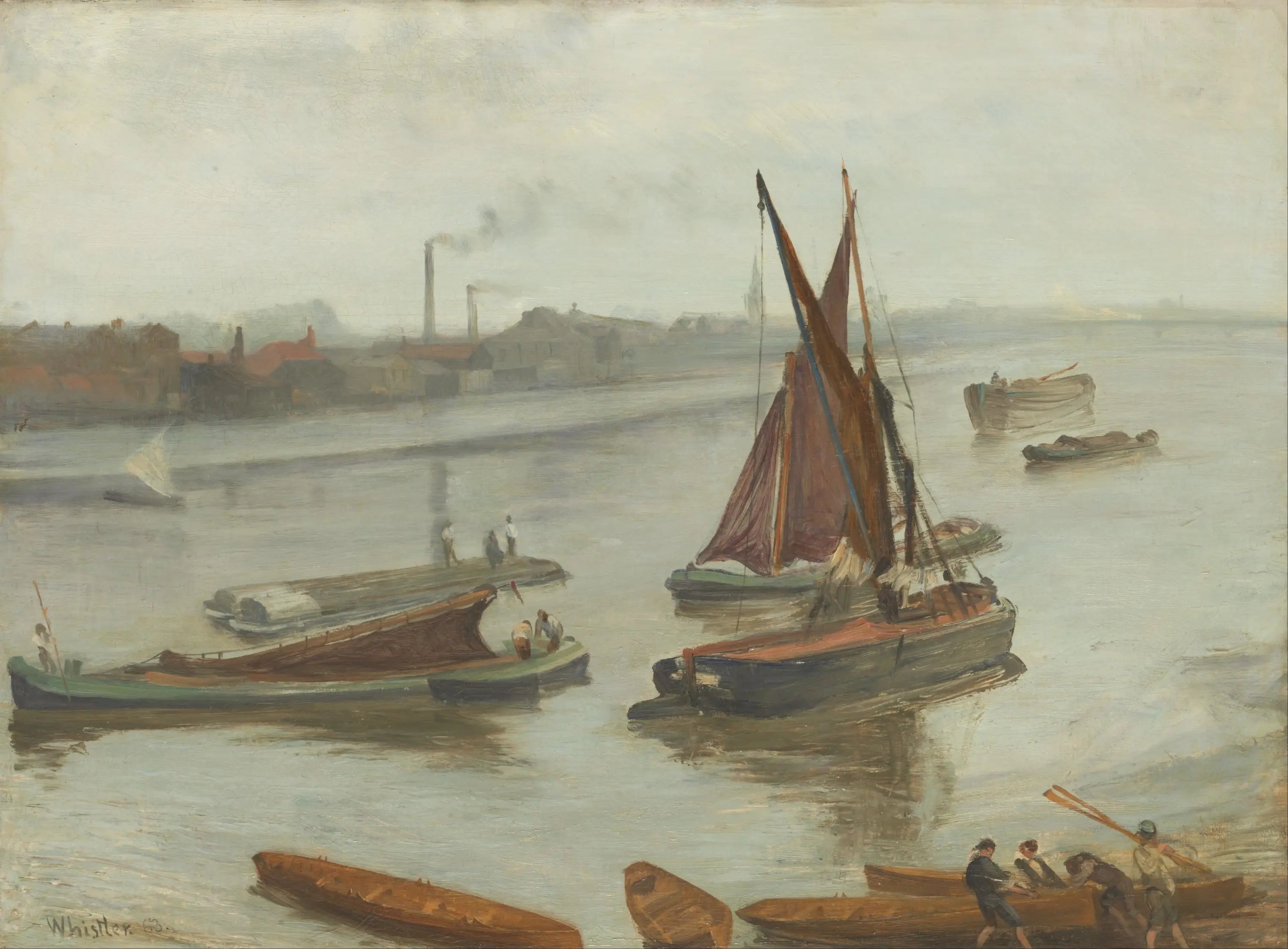 Reproduction du tableau « Gris et argent : Old Battersea Reach - James Abbott McNeill Whistler » par Alpha Reproduction en peinture à l’huile