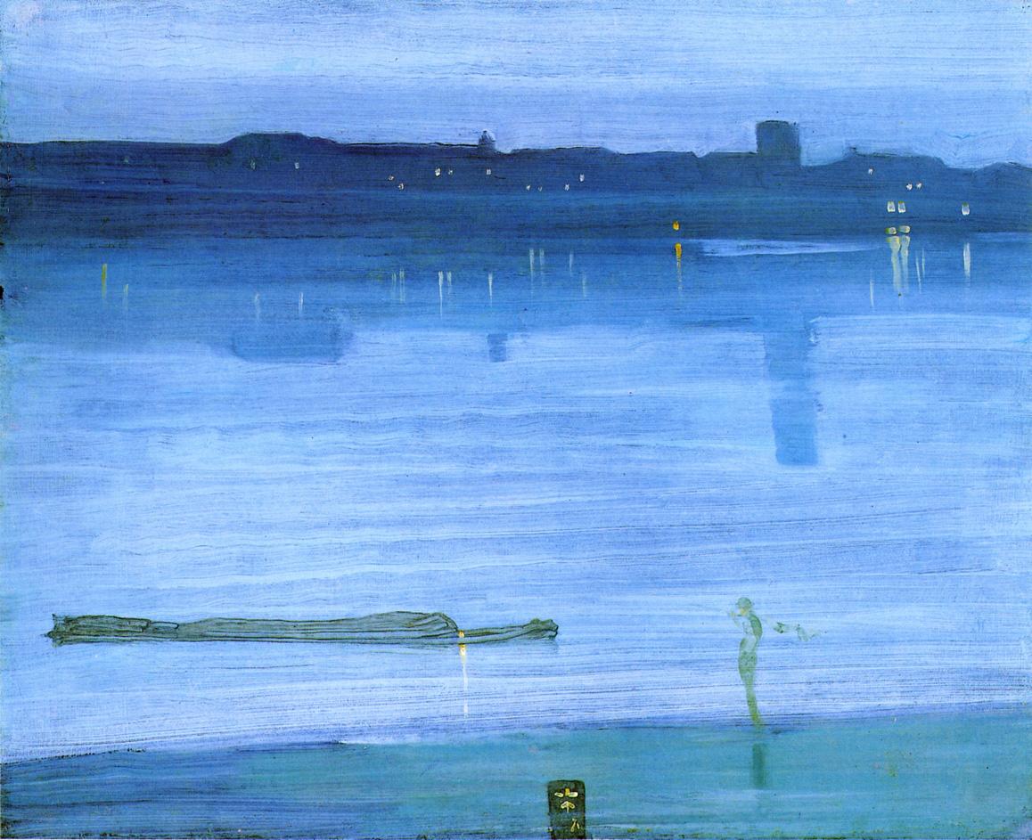 Reproduction du tableau « Nocturne : Bleu et Argent – Chelsea - James Abbott McNeill Whistler » par Alpha Reproduction en peinture à l’huile