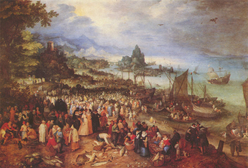 Port maritime avec la conférence du Christ - Jan Brueghel l'Ancien