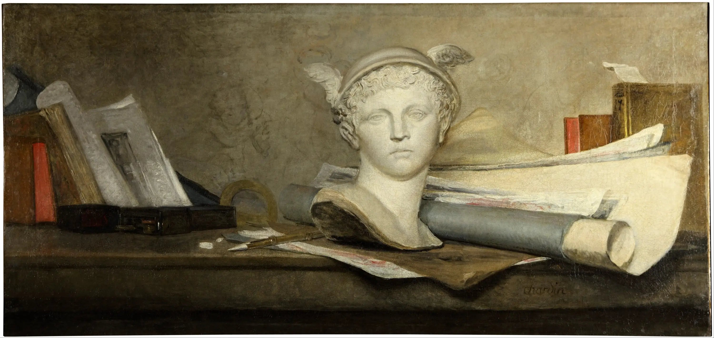 Les attributs des Arts avec un buste de Mercure - Jean Siméon Chardin - Alpha Reproduction