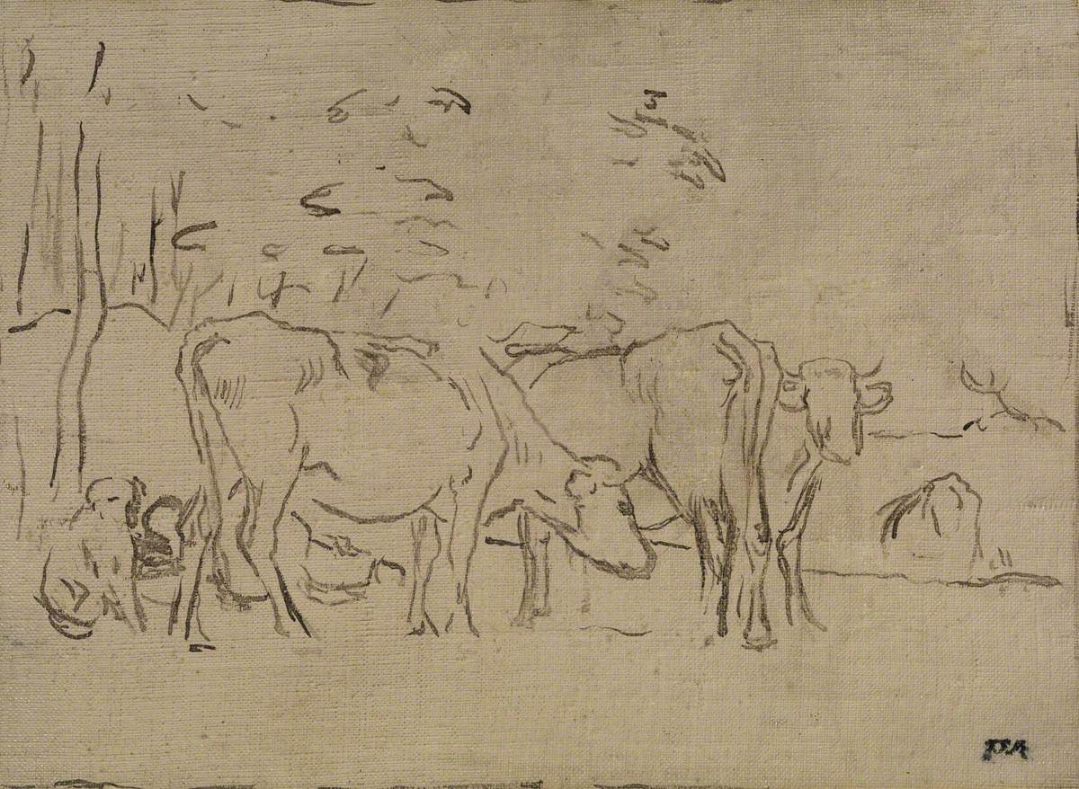 Paysage avec vaches, bouvier et chien - Jean-François Millet