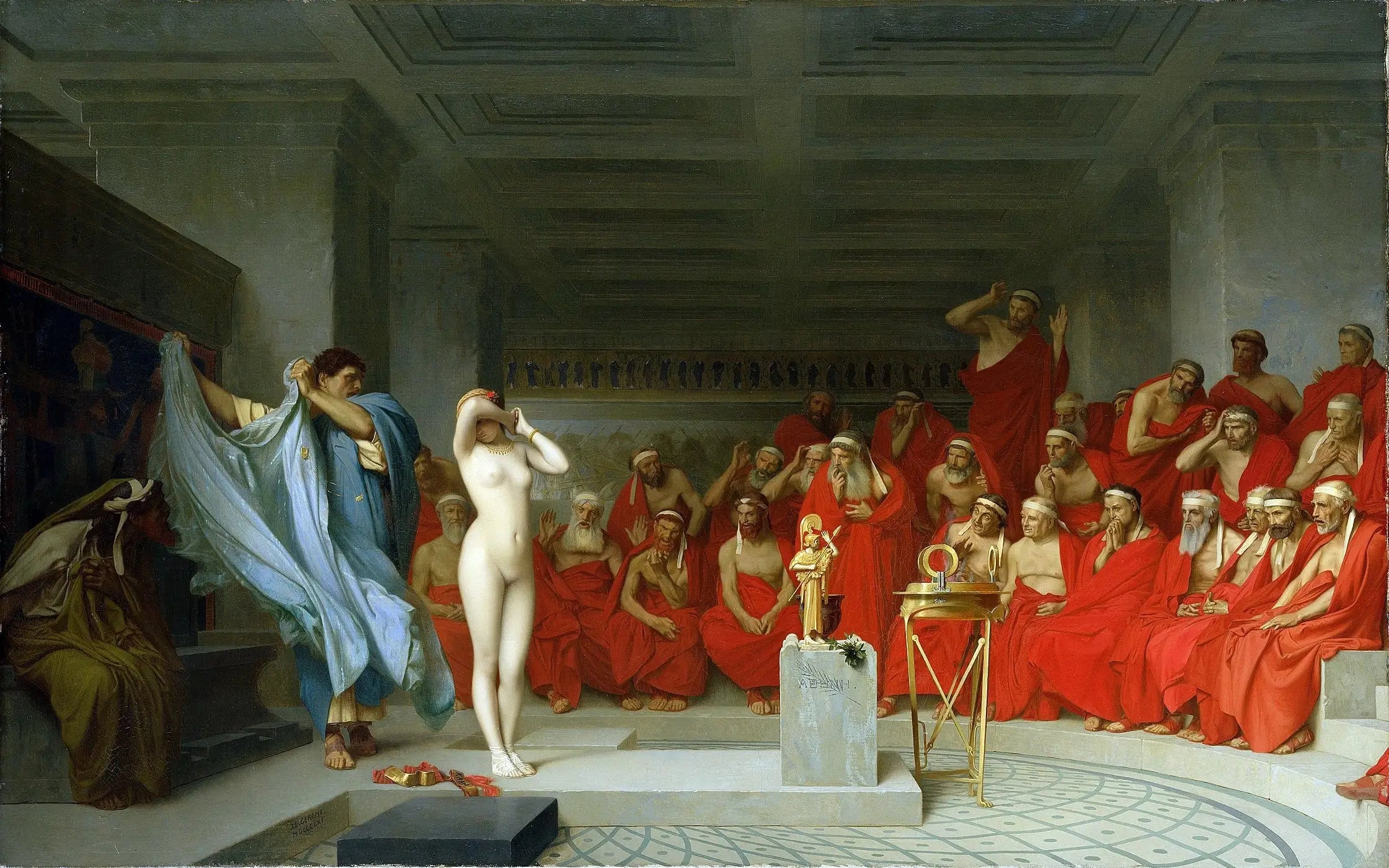Reproduction du tableau « Phryné devant l'Aréopage - Jean-Léon Gérôme » par Alpha Reproduction en peinture à l’huile