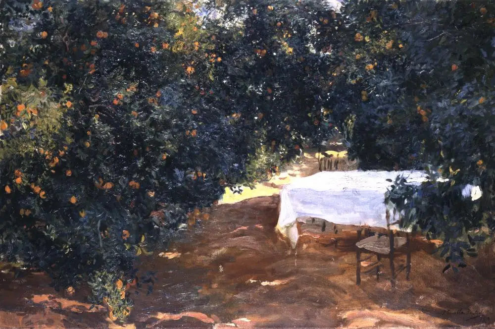 Reproduction du tableau « Le chemin dans l'orangeraie, Alcira - Joaquín Sorolla » par Alpha Reproduction en peinture à l’huile