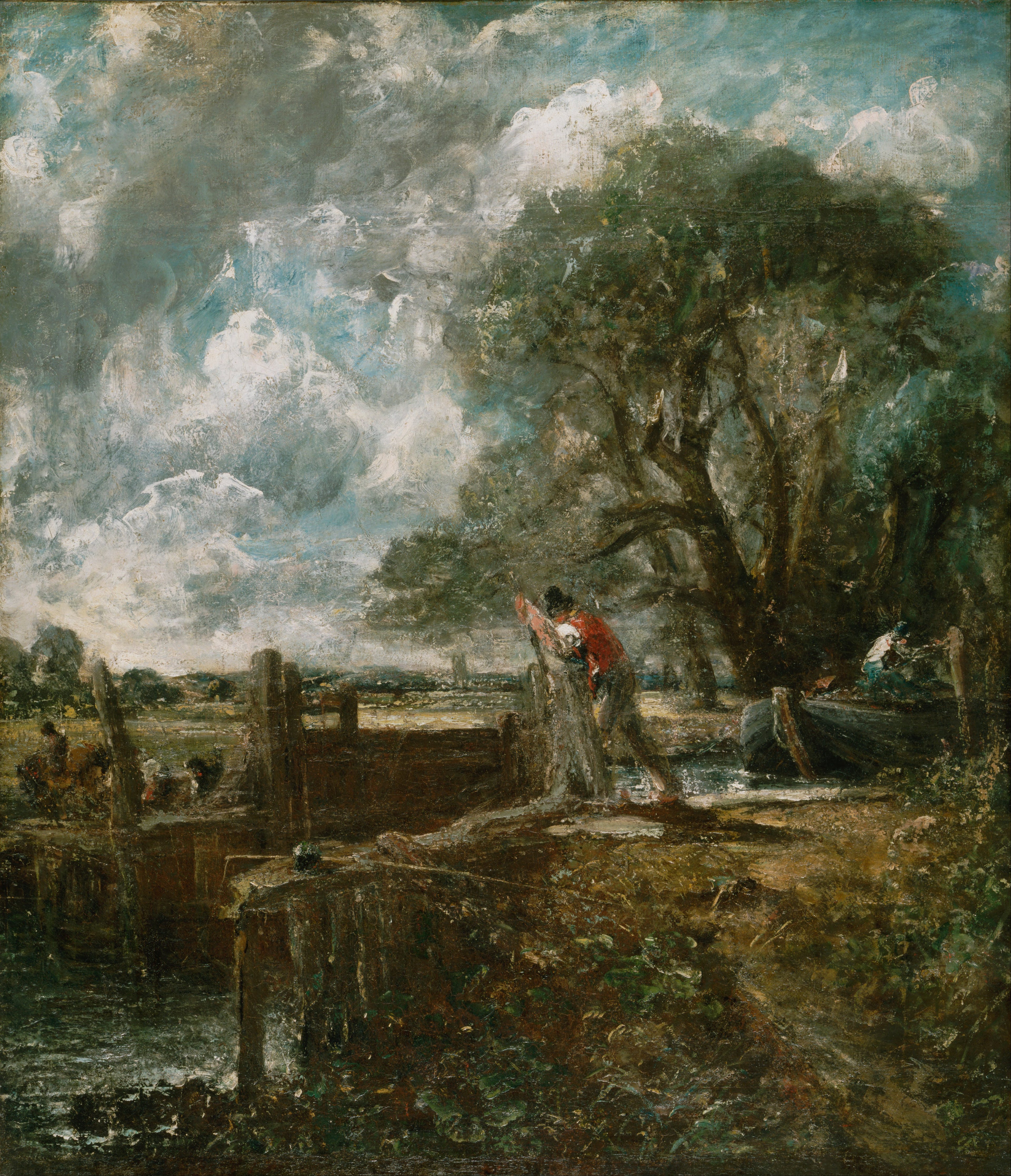 Esquisse d'un bateau passant une écluse - John Constable