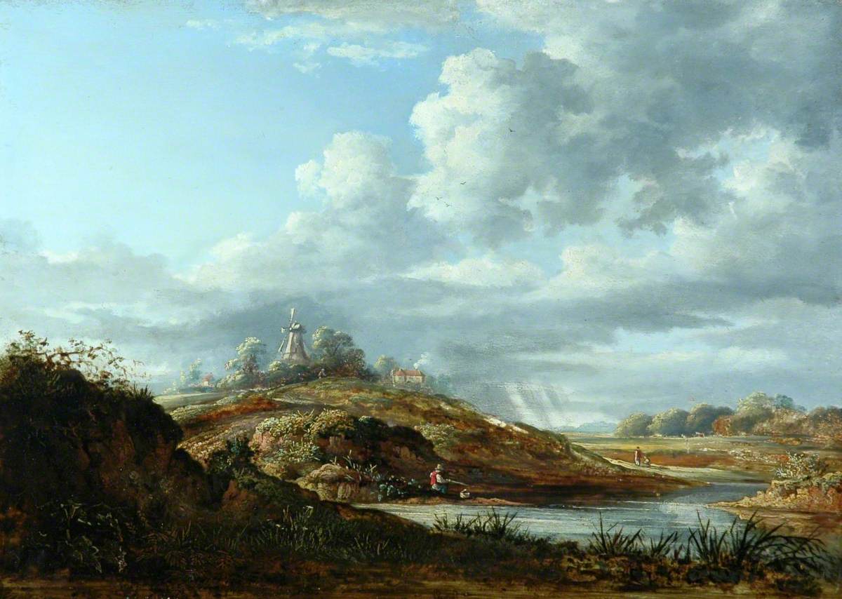 Un moulin à vent au-dessus d'une rivière - John Constable