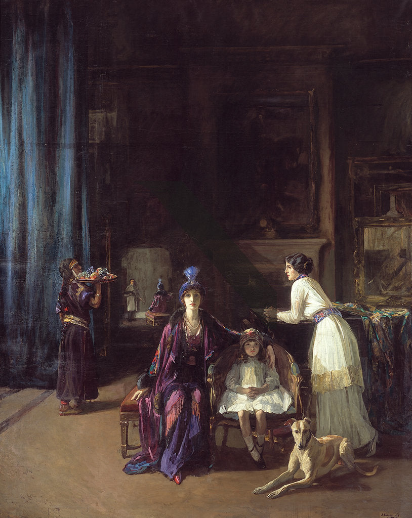 L'atelier de l'artiste : Lady Hazel Lavery avec sa fille Alice et sa belle-fille Eileen - John Lavery