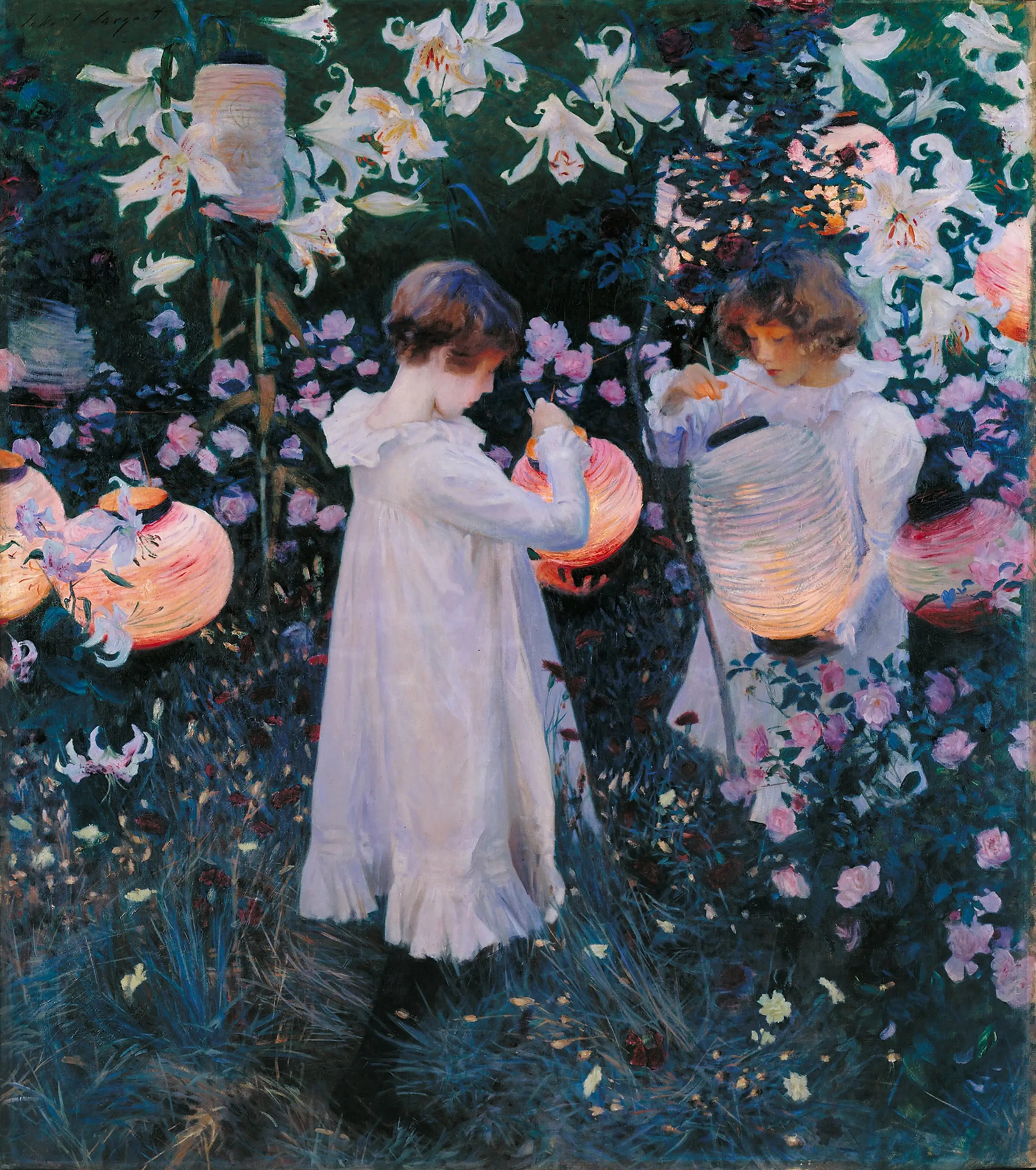 Reproduction du tableau « Œillet, Lys, Lys, Rose - John Singer Sargent » par Alpha Reproduction en peinture à l’huile