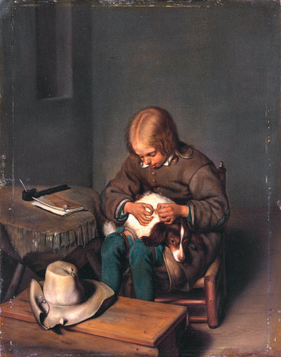 Garçon fuyant un chien - Gerard ter Borch
