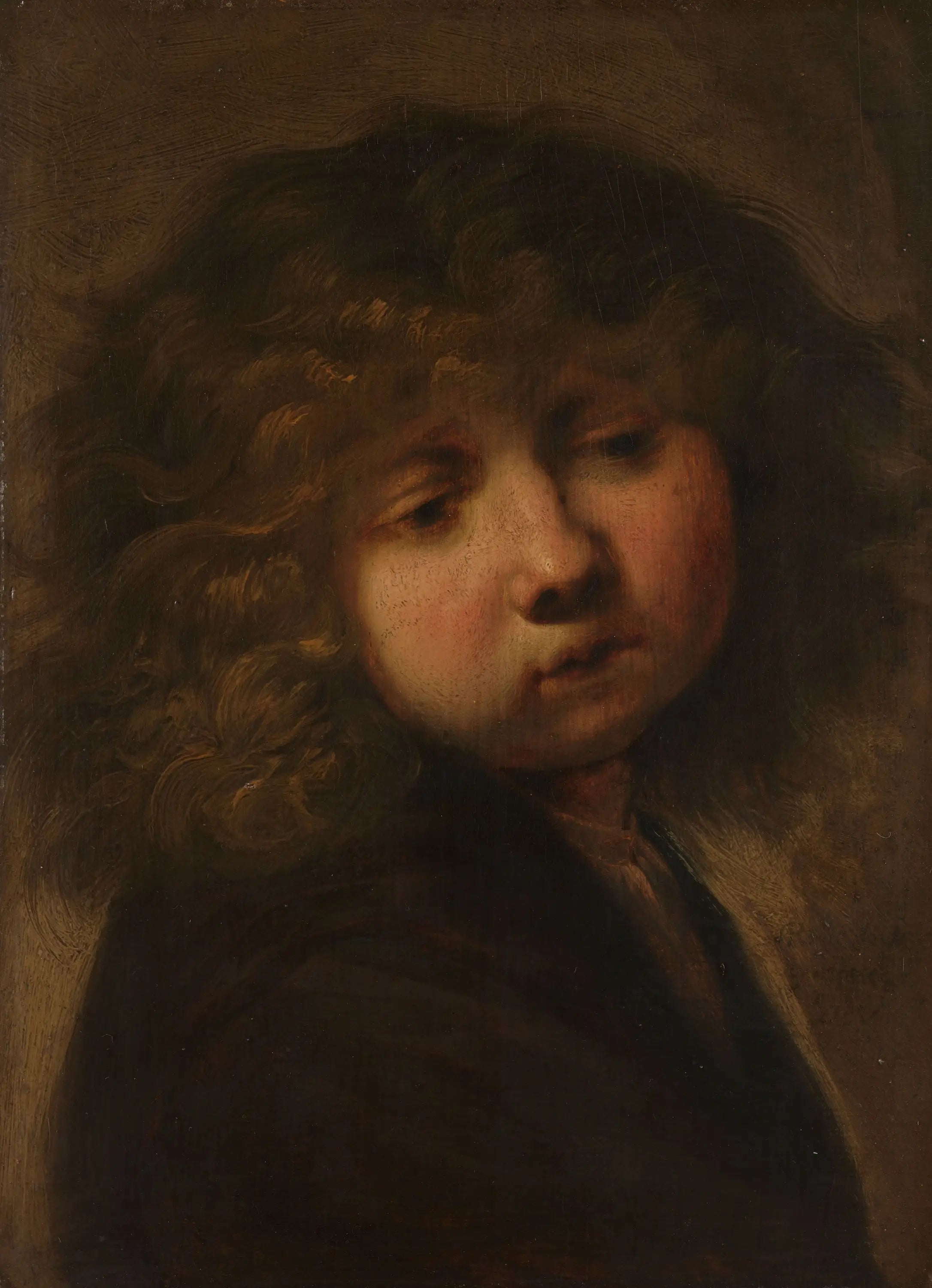 Reproduction du tableau « Tête d'un garçon - Rembrandt » par Alpha Reproduction en peinture à l’huile