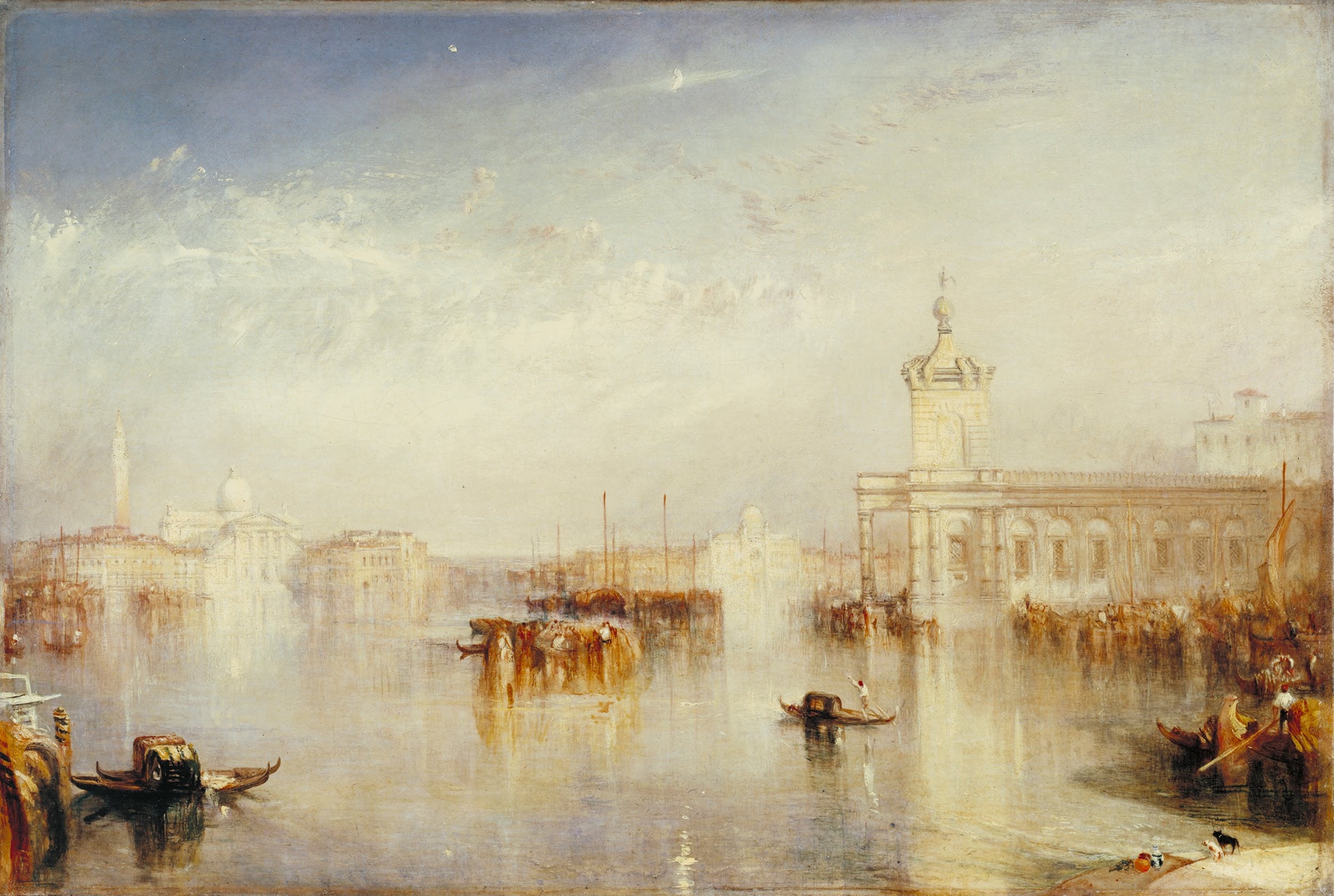 Reproduction du tableau « La Dogana, San Giorgio, Citella, de la Place de l'Europe - J. M. W. Turner » par Alpha Reproduction en peinture à l’huile