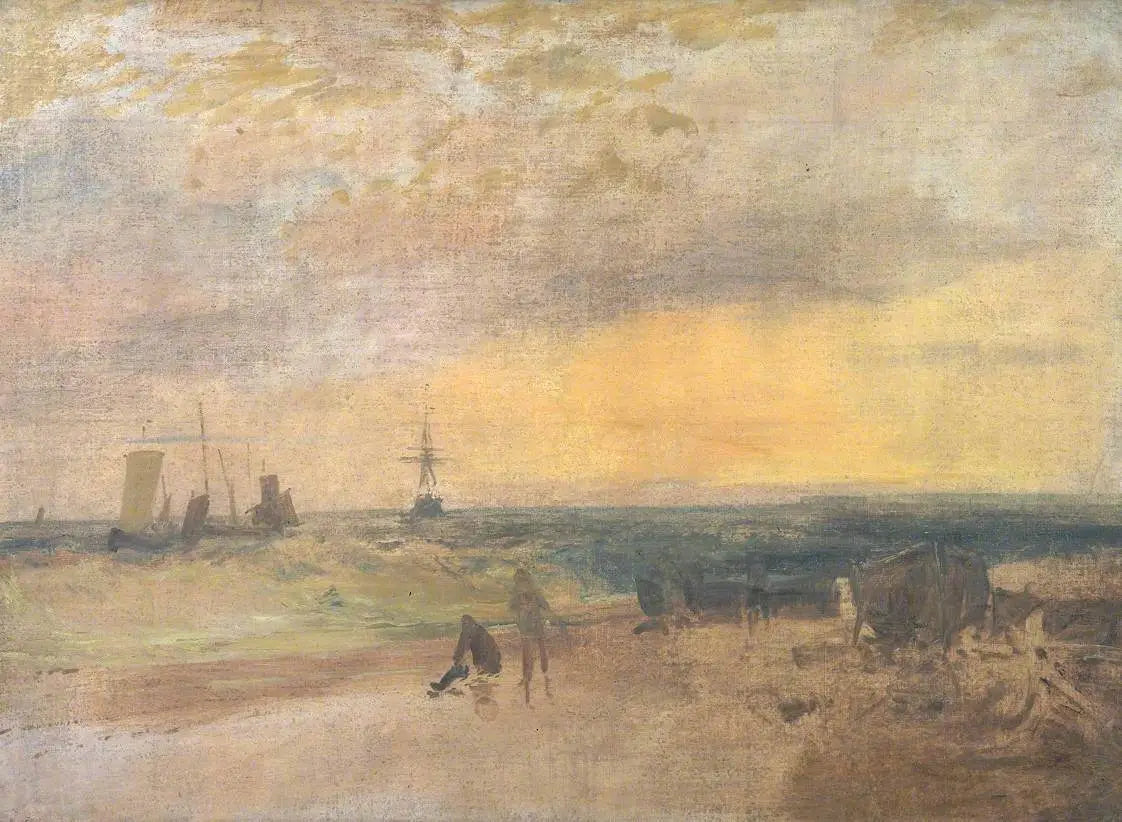 Reproduction du tableau « Coast Scene with Fishermen and Boats - J. M. W. Turner » par Alpha Reproduction en peinture à l’huile
