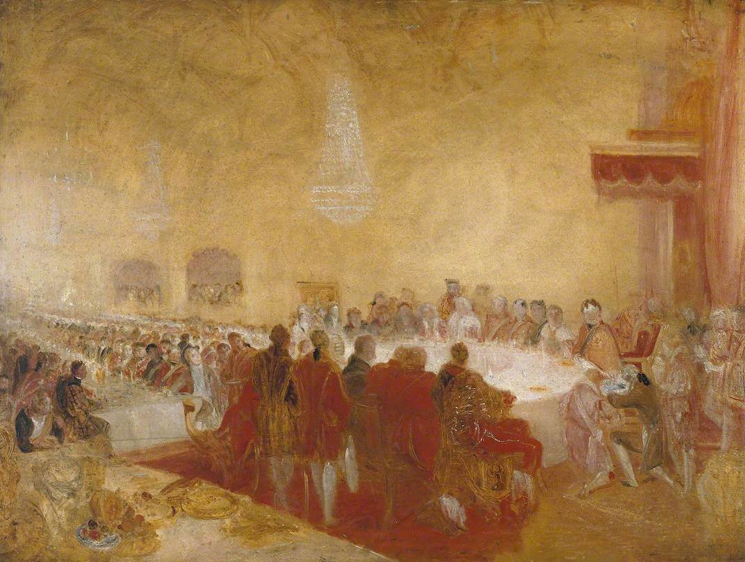 Reproduction du tableau « George IV at the Provost’s Banquet in the Parliament House, Edinburgh - J. M. W. Turner » par Alpha Reproduction en peinture à l’huile