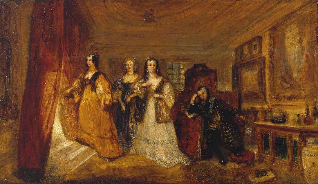 Reproduction du tableau « Lucy, Countess of Carlisle, and Dorothy Percy’s Visit to their Father Lord Percy, when under Attainder ... - J. M. W. Turner » par Alpha Reproduction en peinture à l’huile