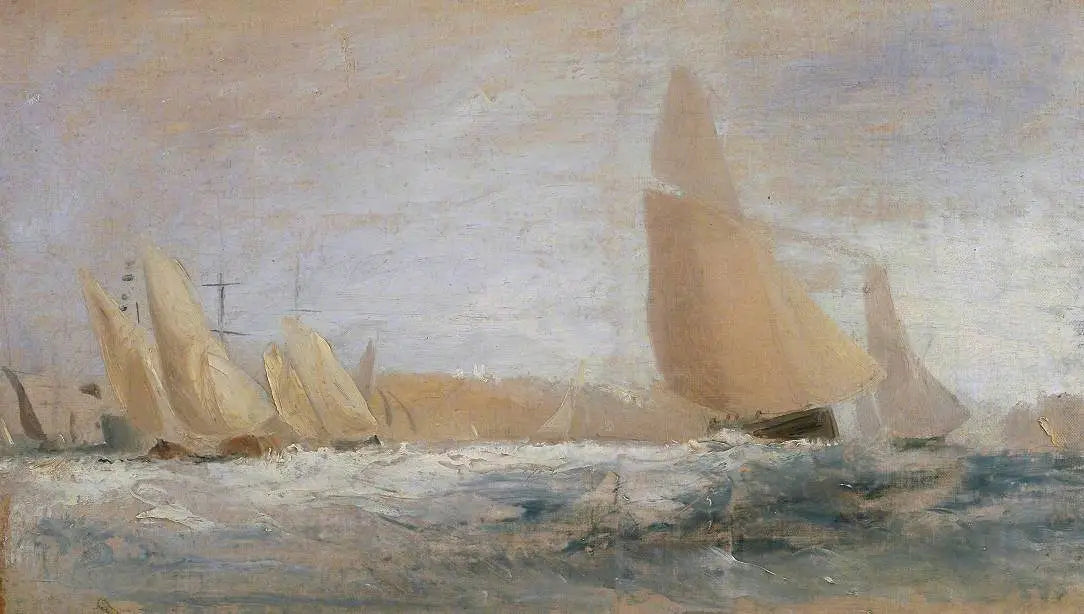 Reproduction du tableau « Sketch for ‘East Cowes Castle, the Regatta Beating to Windward’ No. 1 - J. M. W. Turner » par Alpha Reproduction en peinture à l’huile
