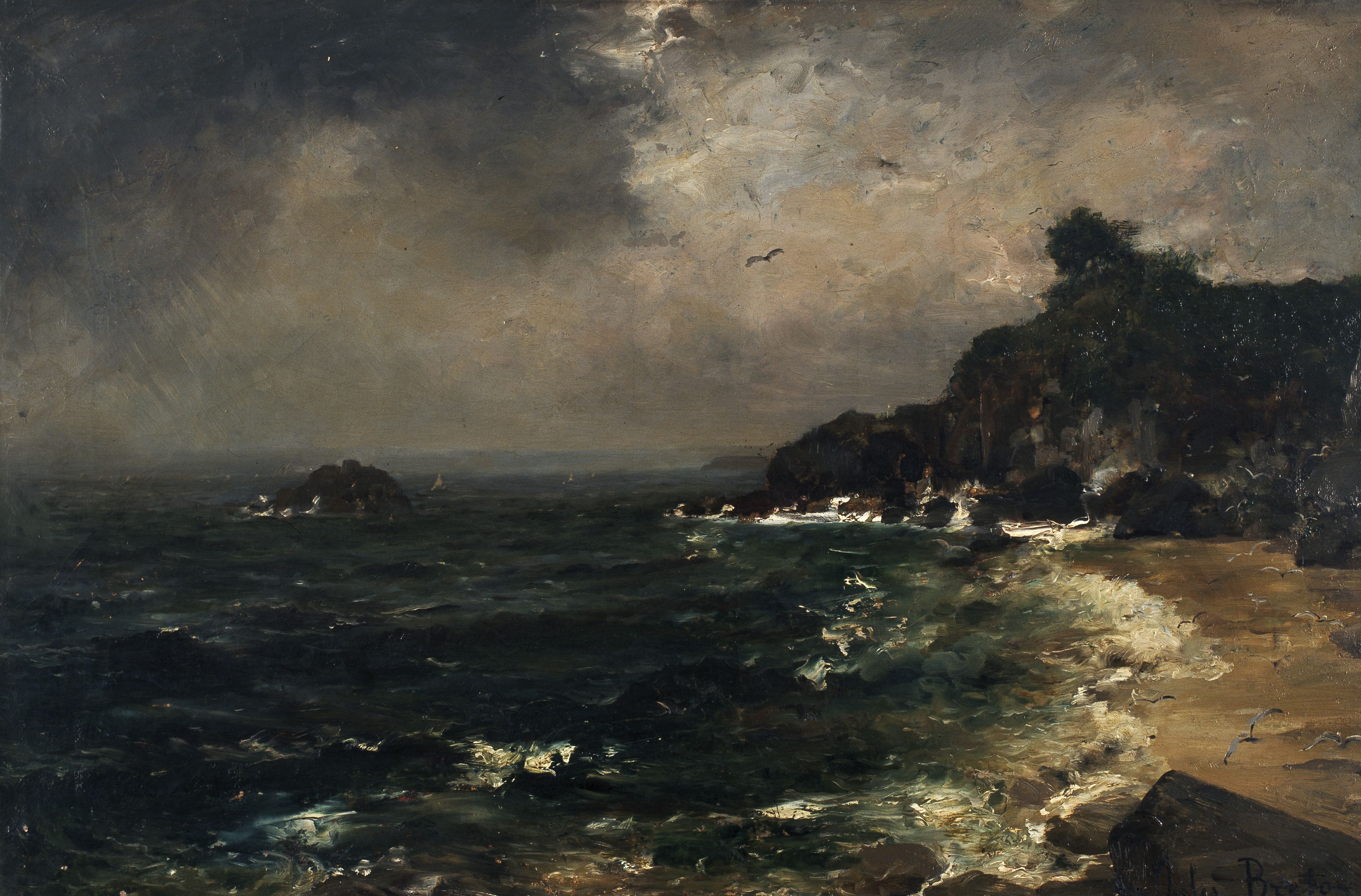 Rivage sous la tempête - Marine - Jules Breton