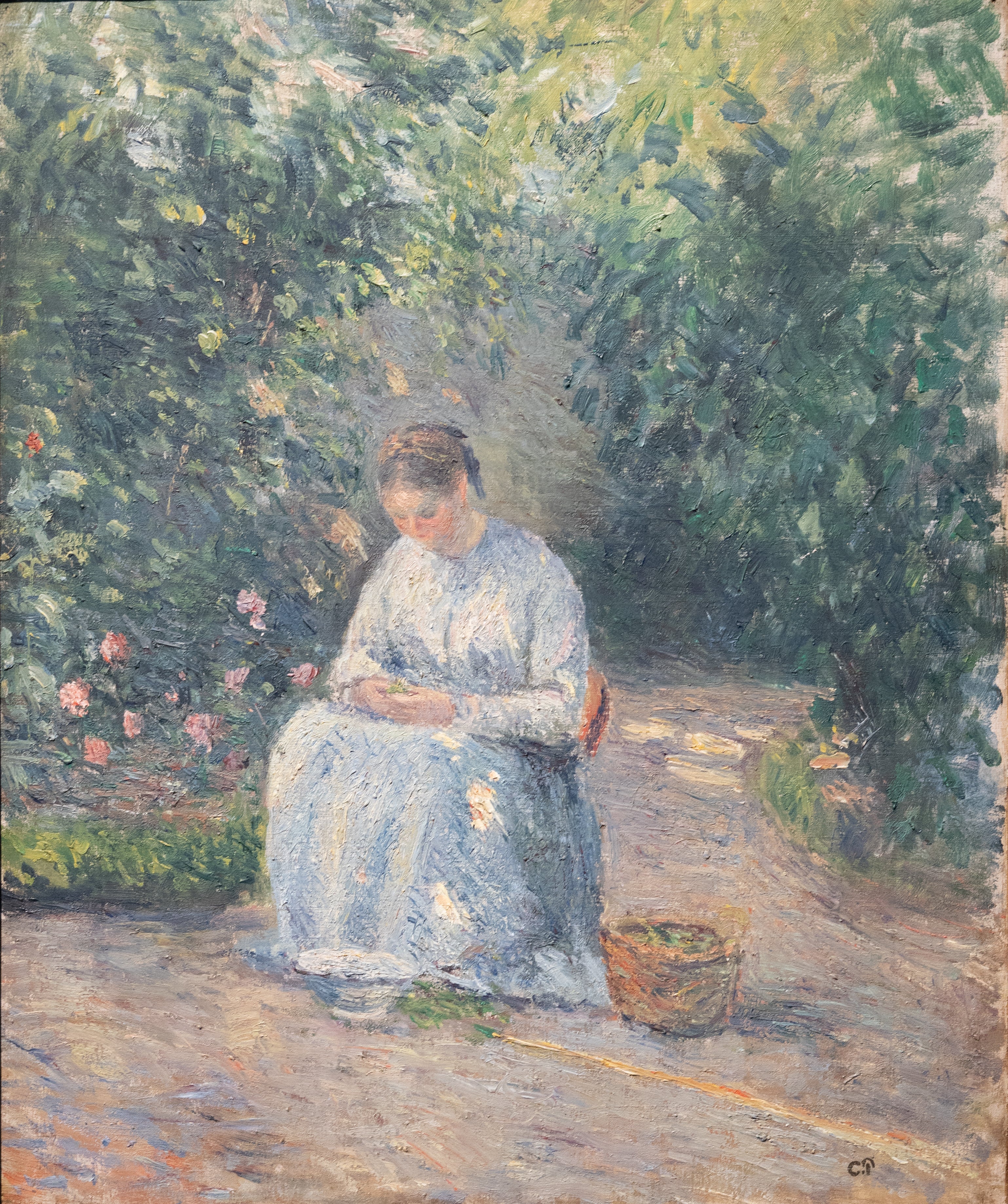 Reproduction du tableau « Julie Pissarro écossant des pois - Camille Pissarro » par Alpha Reproduction en peinture à l’huile