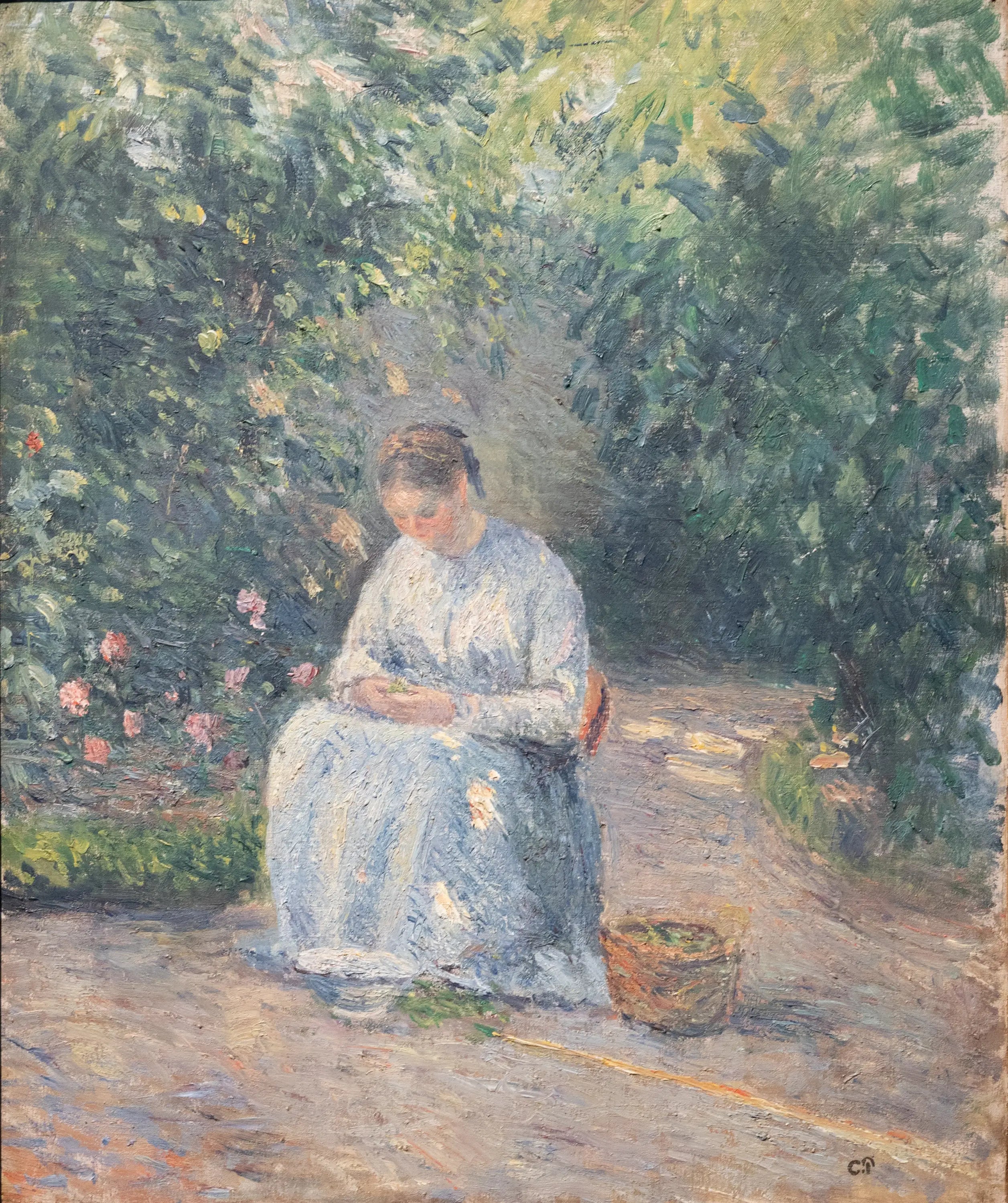 Reproduction du tableau « Julie Pissarro écossant des pois - Camille Pissarro » par Alpha Reproduction en peinture à l’huile