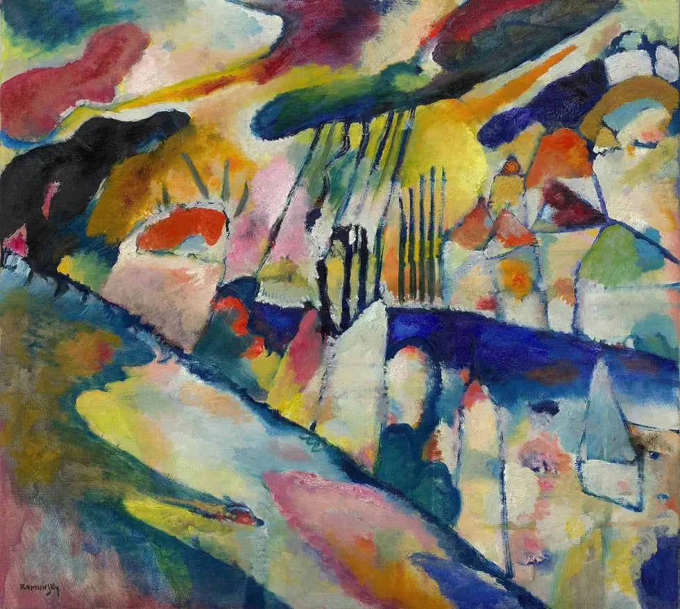 Reproduction du tableau « Paysage avec pluie - Vassily Kandinsky » par Alpha Reproduction en peinture à l’huile