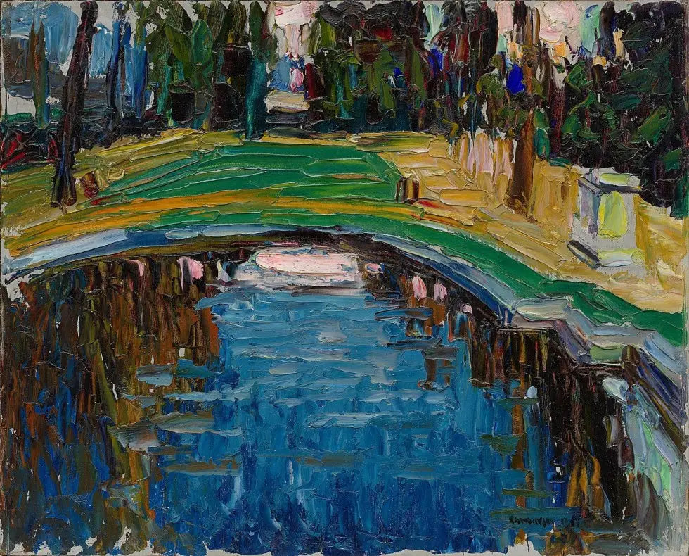 Reproduction du tableau « Étang dans le parc - Vassily Kandinsky » par Alpha Reproduction en peinture à l’huile