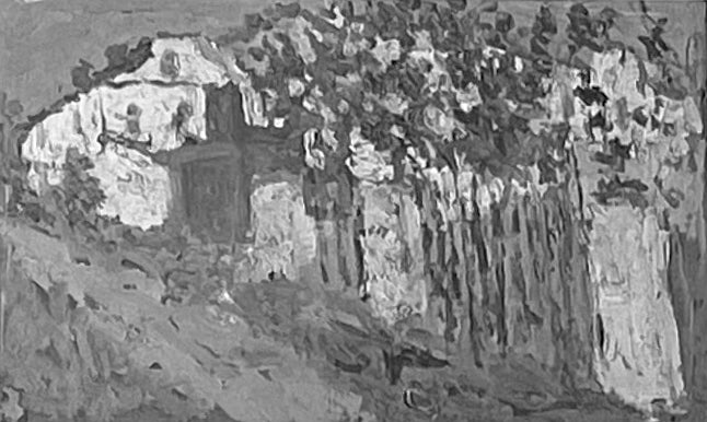 Maison et jardin (recto) / ébauche d’un paysage avec église (verso) - Kazimir Malevich