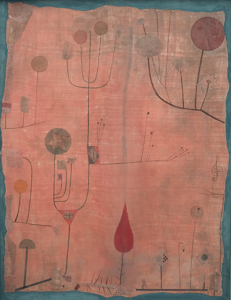 Frutta su sfondo rosso - Paul Klee