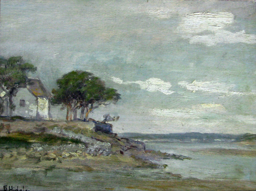 Maison près de la rivière — Félix Resurrección Hidalgo, vers 1890, Huile sur toile