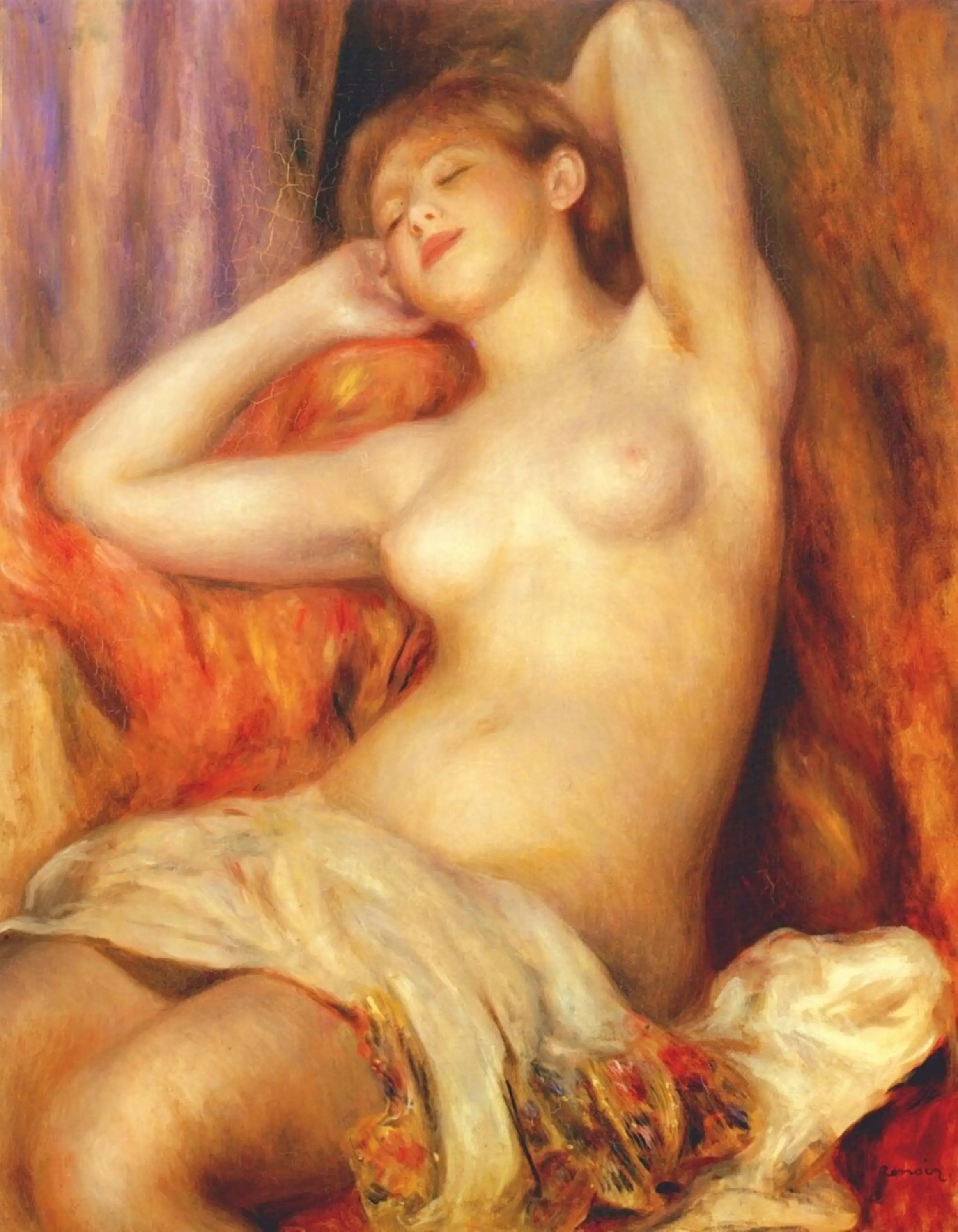 Reproduction du tableau « La Baigneuse endormie - Pierre-Auguste Renoir » par Alpha Reproduction en peinture à l’huile