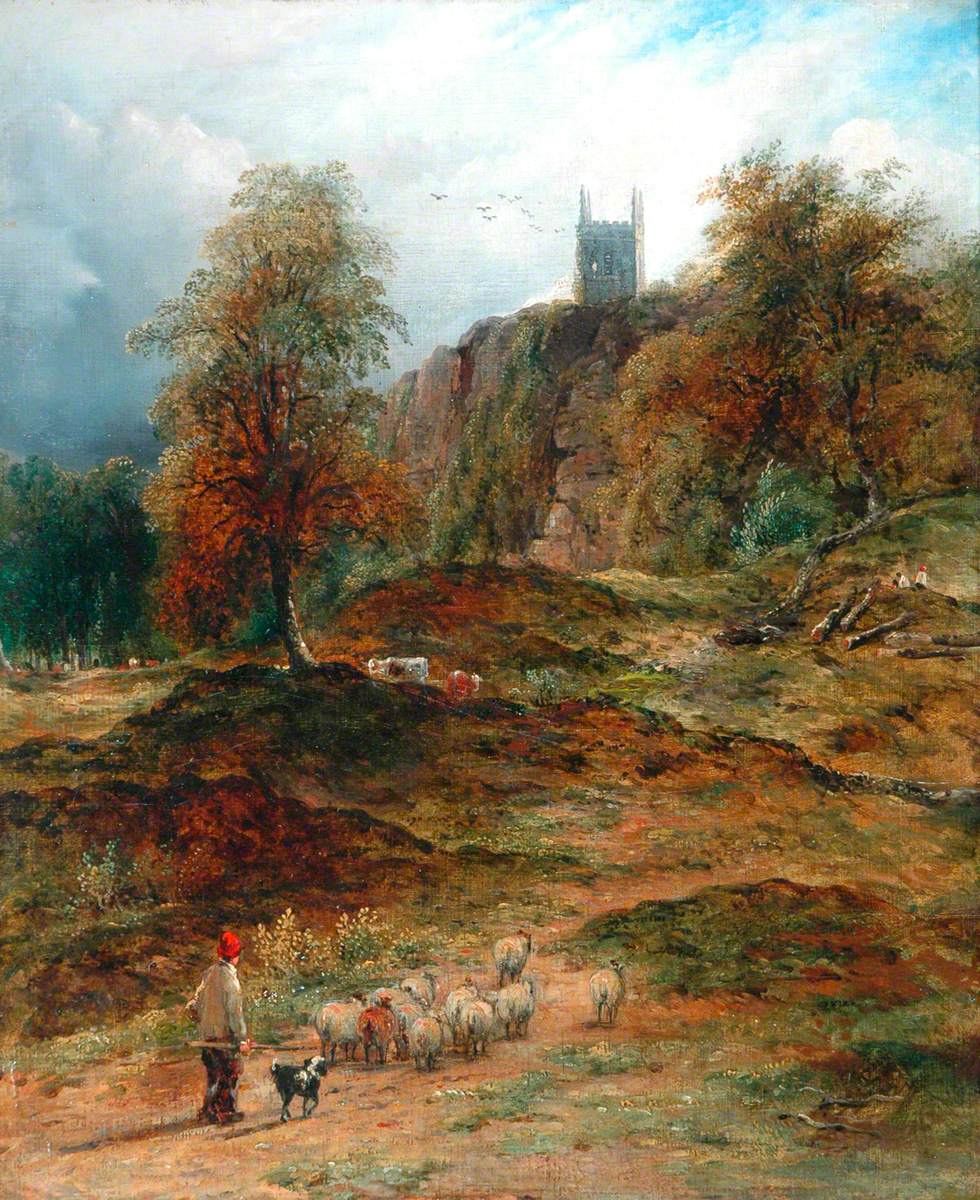 Paysage avec berger ramenant le troupeau à la maison (Derbyshire) - John Constable