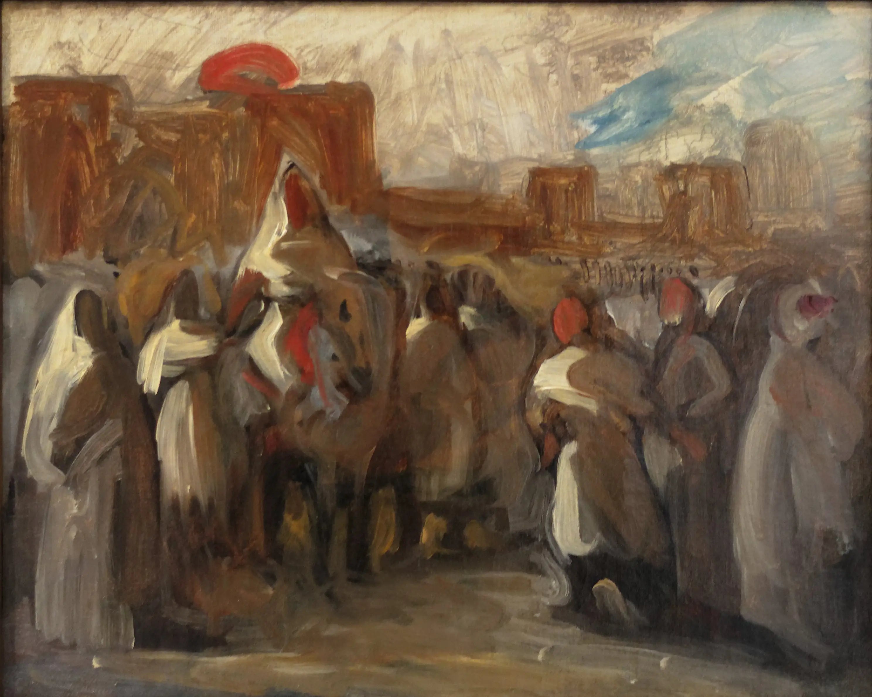 Reproduction du tableau « Le sultan du Maroc Moulay Abd-er-Rahmane recevant le comte de Mornay ambassadeur de France - Eugène Delacroix » par Alpha Reproduction en peinture à l’huile