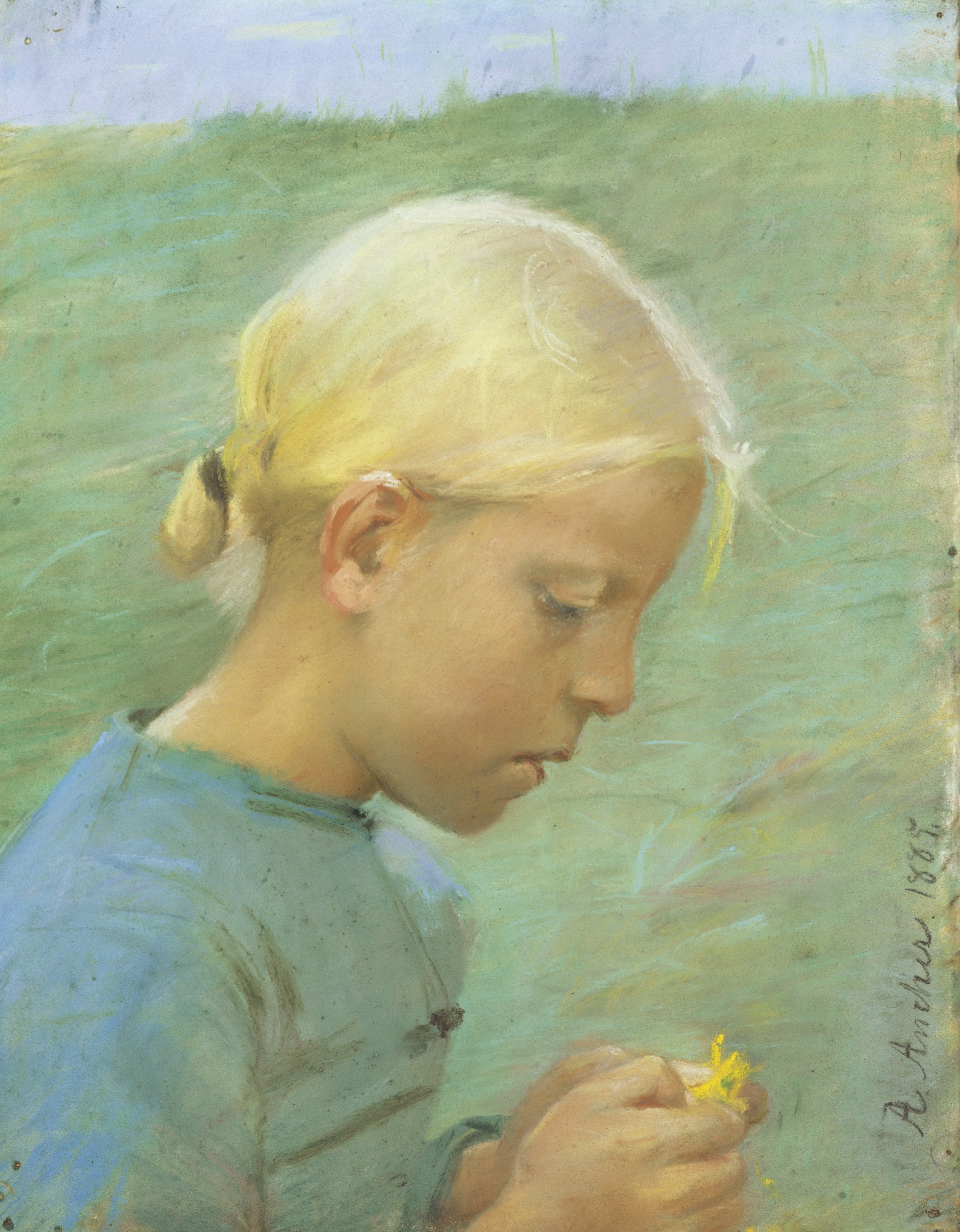 Petite fille avec une fleur - Anna Ancher - Alpha Reproduction