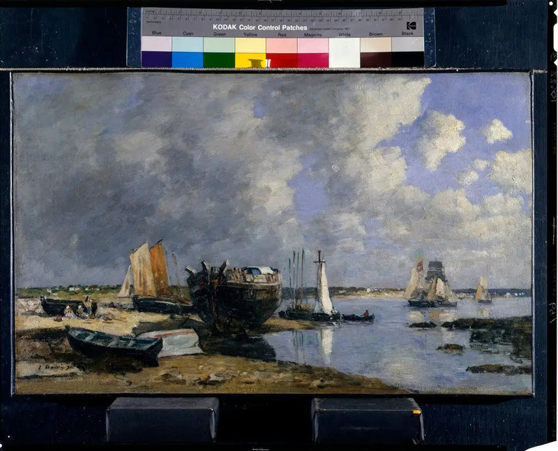 Barche all'ancora e al ponte di testa - Eugène Boudin