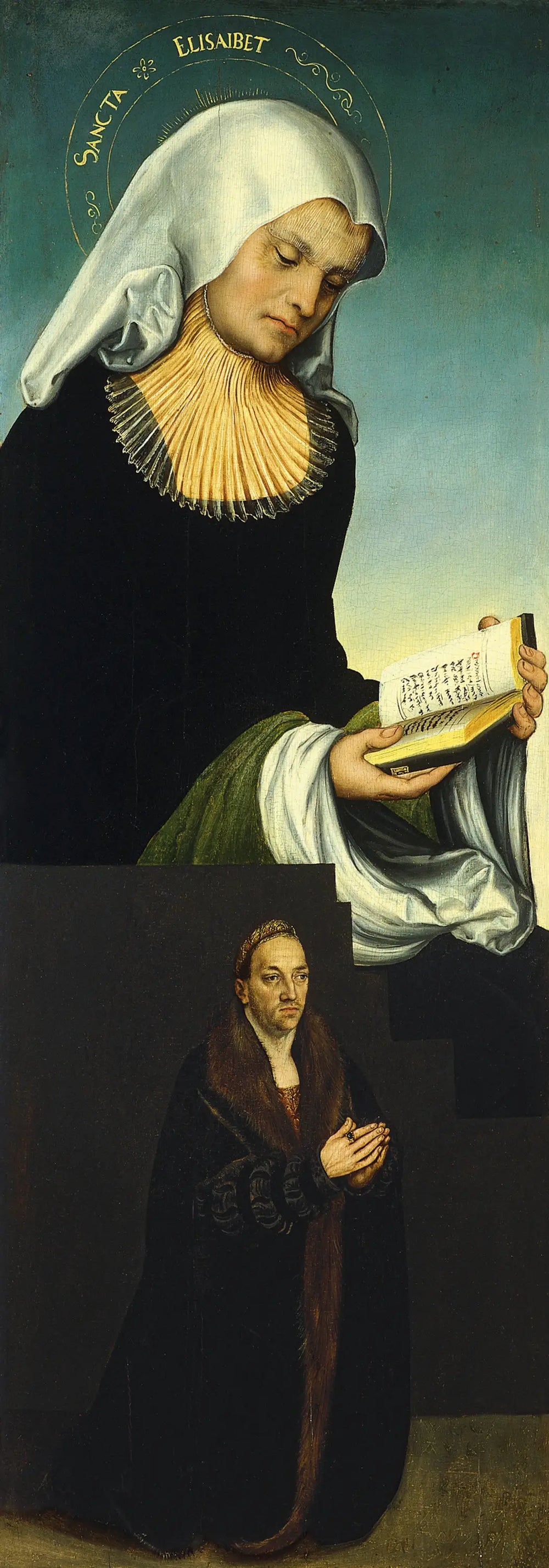 Sainte Élisabeth avec le duc Georges de Saxe comme donateur (aile gauche intérieure) - Lucas Cranach the Elder - Alpha