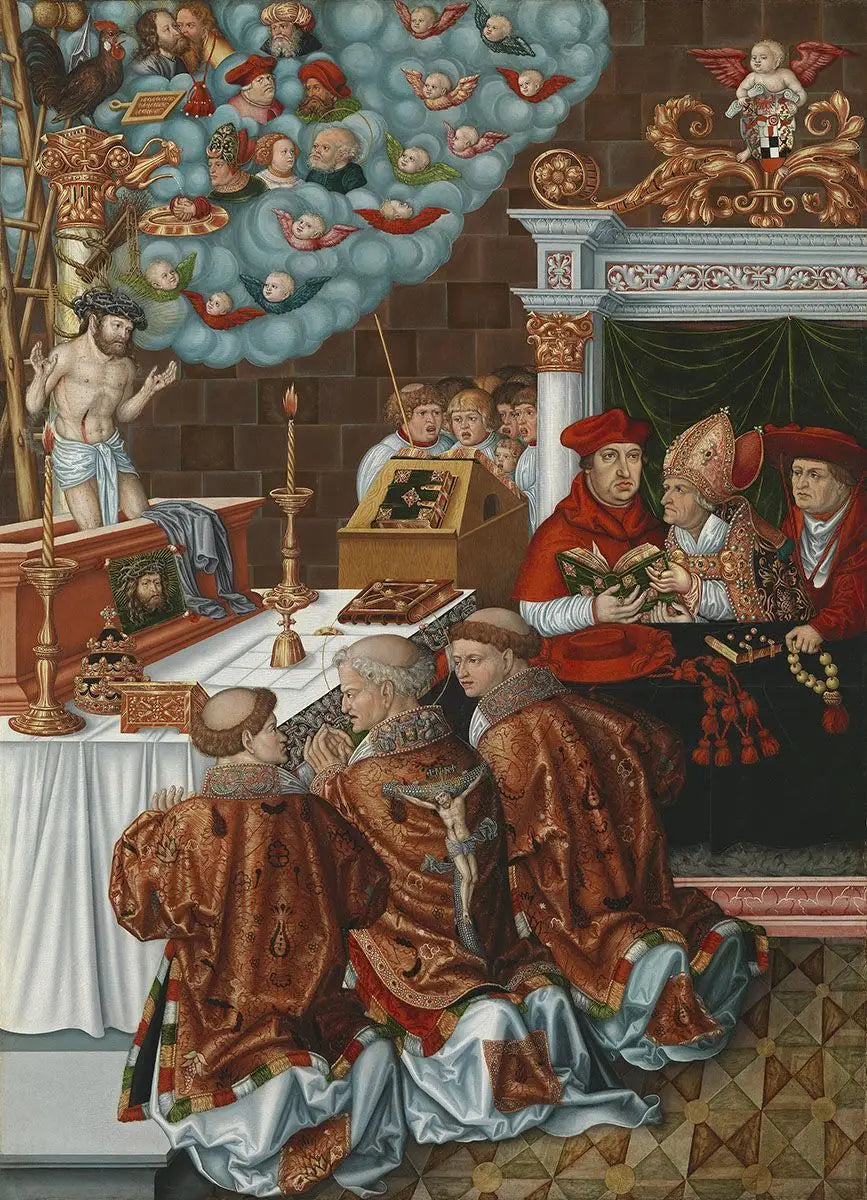 La messe de saint Grégoire avec le cardinal Albrecht de Brandebourg - Lucas Cranach the Elder - Alpha Reproduction