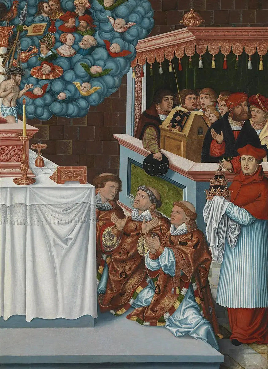 La messe de saint Grégoire avec le cardinal Albrecht de Brandebourg - Lucas Cranach the Elder - Alpha Reproduction