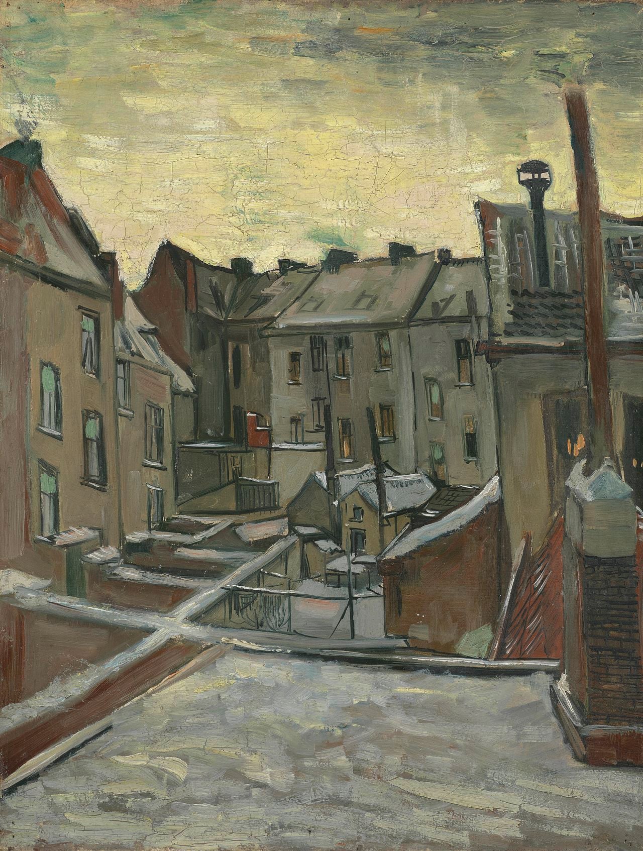 Reproduction du tableau « Maisons vues de l'arrière - Vincent van Gogh » par Alpha Reproduction en peinture à l’huile