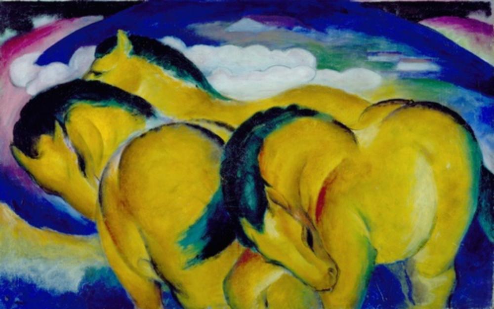 Reproduction du tableau « Les Petits Chevaux jaunes - Franz Marc » par Alpha Reproduction en peinture à l’huile