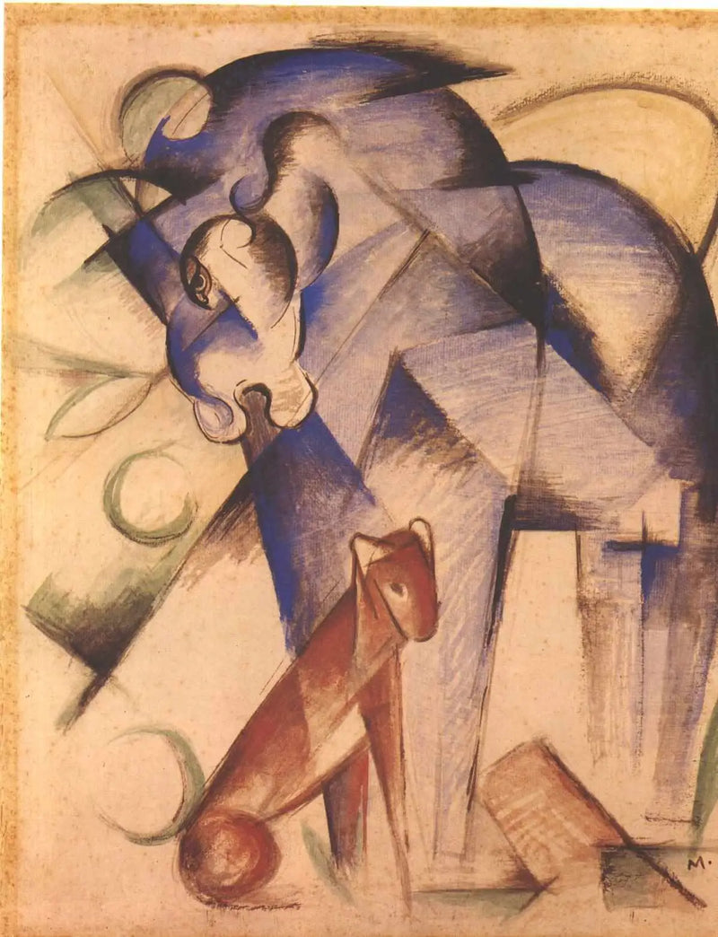 Animali favolosi (cavallo blu e cane rosso) - Franz Marc