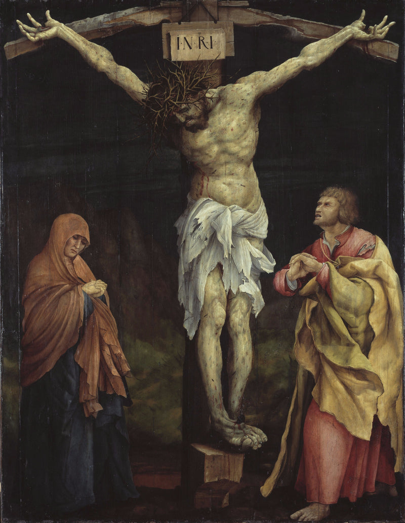 Retable di Tauberbischofsheim : Il Cristo in croce con Maria e san Giovanni - Matthias Grünewald