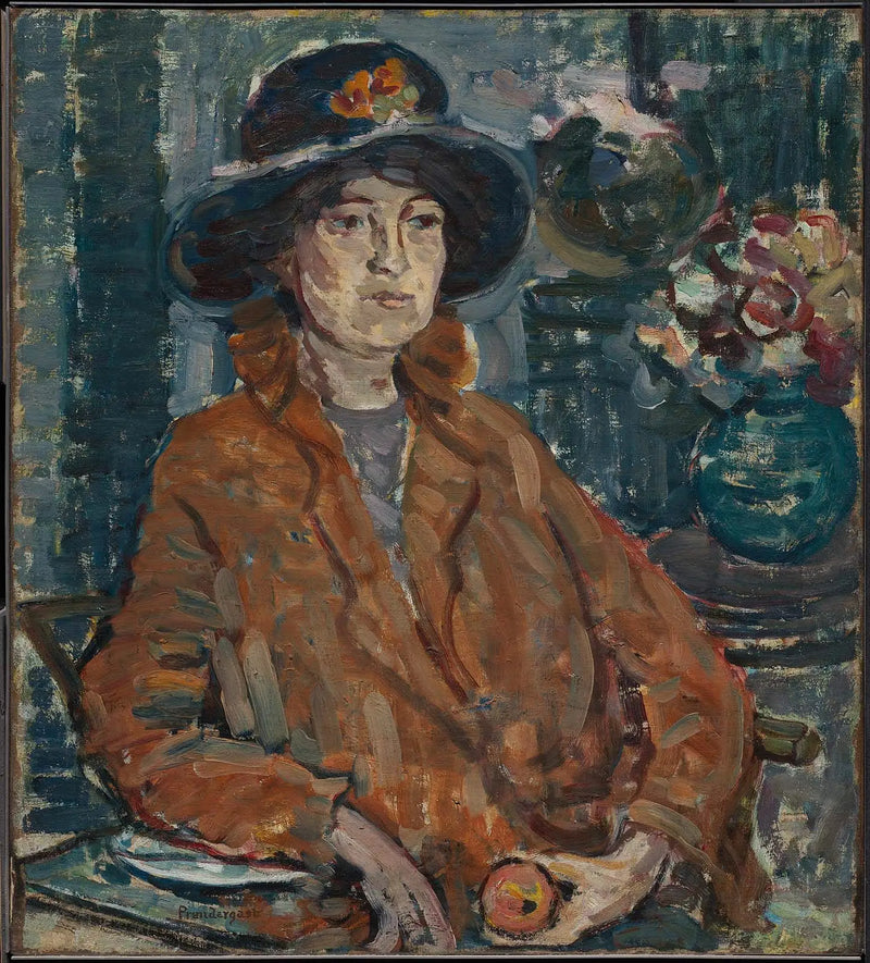Donna con cappotto marrone - Maurice Prendergast
