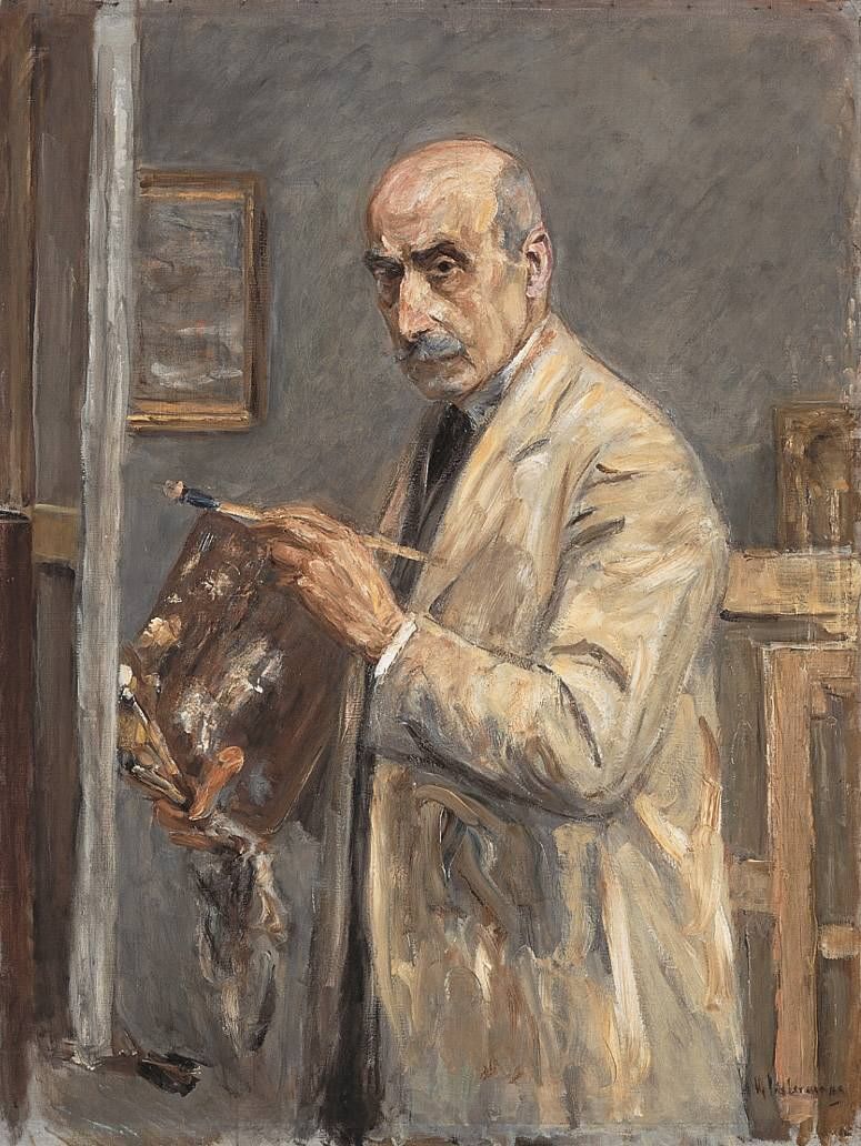 Autoritratto con camice da pittore (Selbstbildnis im Malkittel) - Max Liebermann